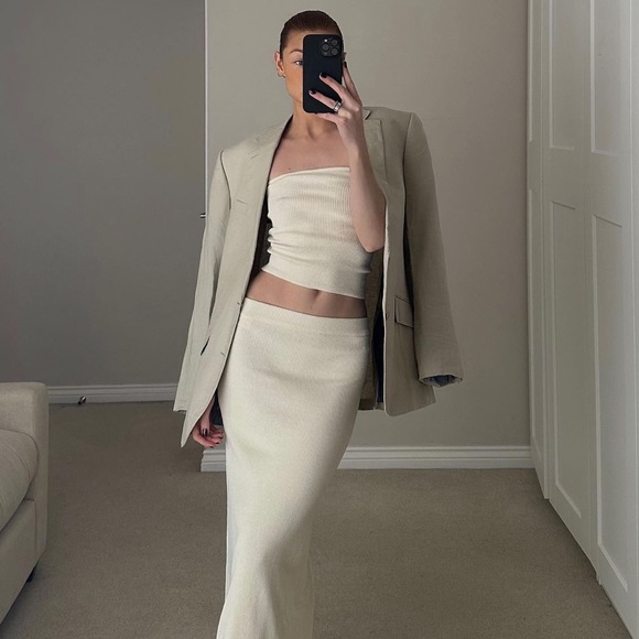 Zara Taupe Gray Oversized Vented Linen Blend Blazer - Picture 8 of 16